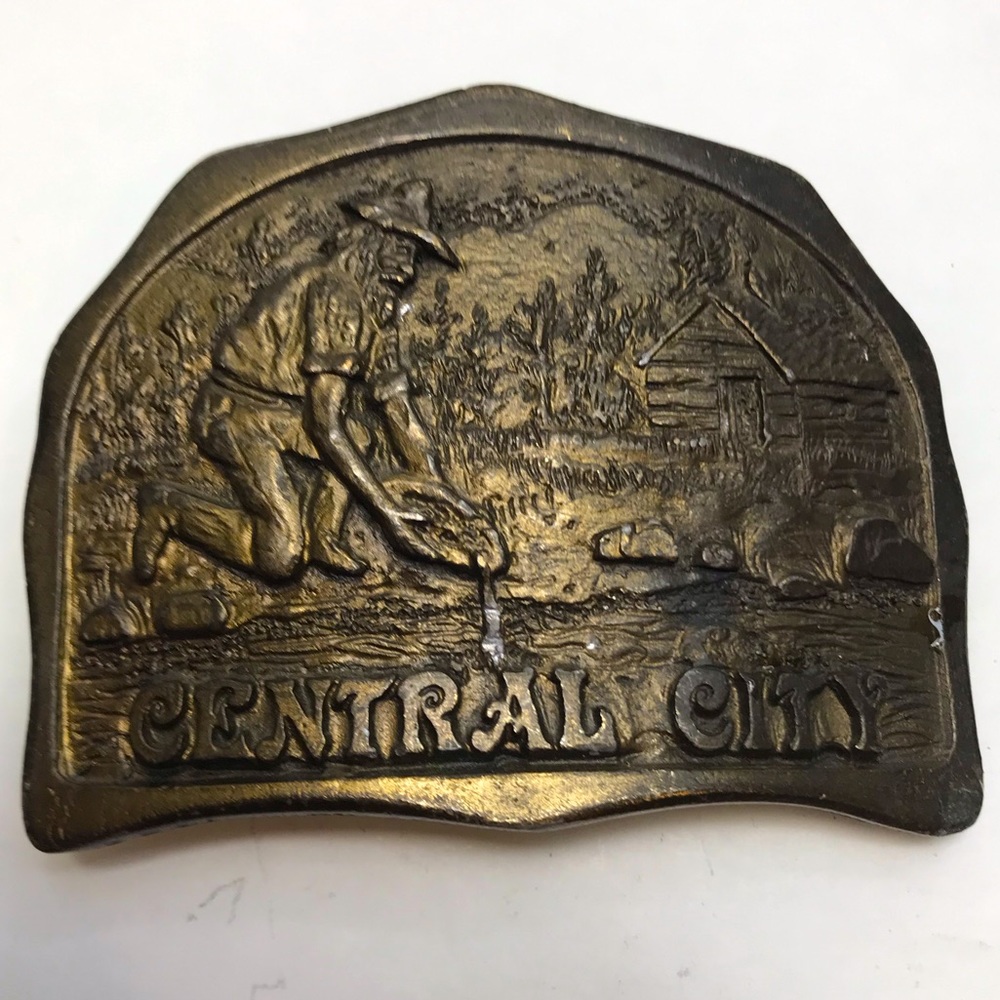 Vintage PPI Denver Colorado 1978 "Central city" brass belt buckle